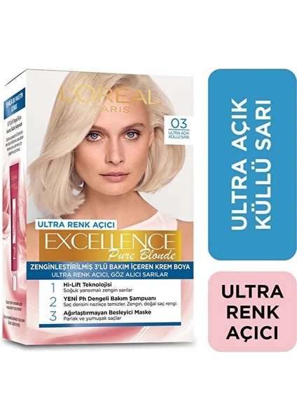 L'oreal Paris Excellence Creme 03 Ultra Açık Küllü Sarı