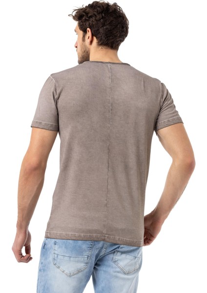 CT783 Düğmeli V Yaka California Baskılı Erkek Tişört indirimleri