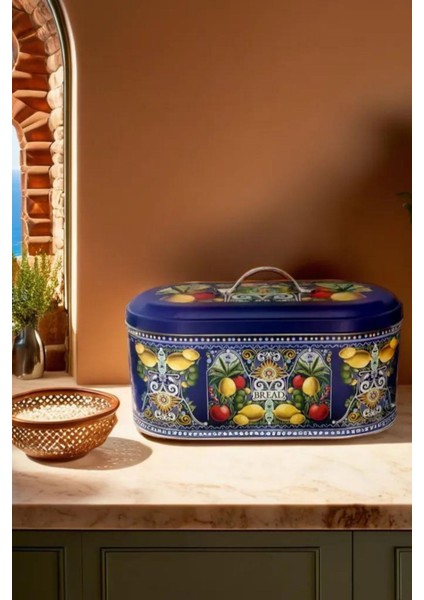 La Dolce Vita Sicilya Metal Orta Boy Oval Ekmeklik ve Ekmek Kutusu Lacivert No:8 fiyatları