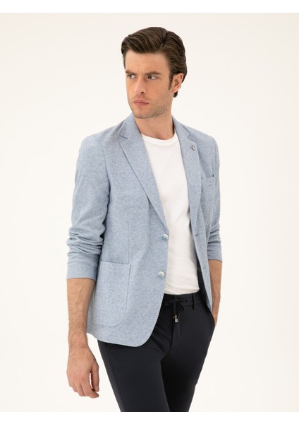 Erkek Açık Mavi Slim Fit Pamuk Karışımlı 50285251-VR003