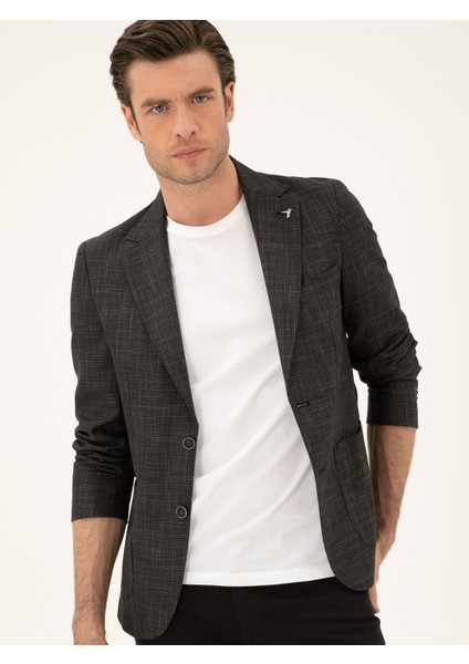 Erkek Siyah Slim Fit Keten Karışımlı Ceket 50289458-VR046 modelleri