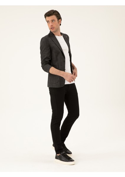 Erkek Siyah Slim Fit Keten Karışımlı Ceket 50289458-VR046 fırsatları