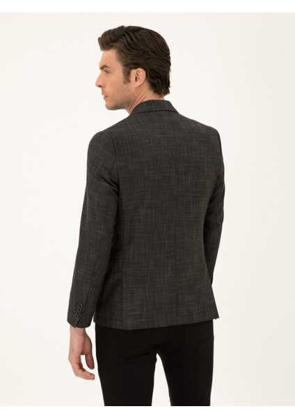 Erkek Siyah Slim Fit Keten Karışımlı Ceket 50289458-VR046 indirimleri