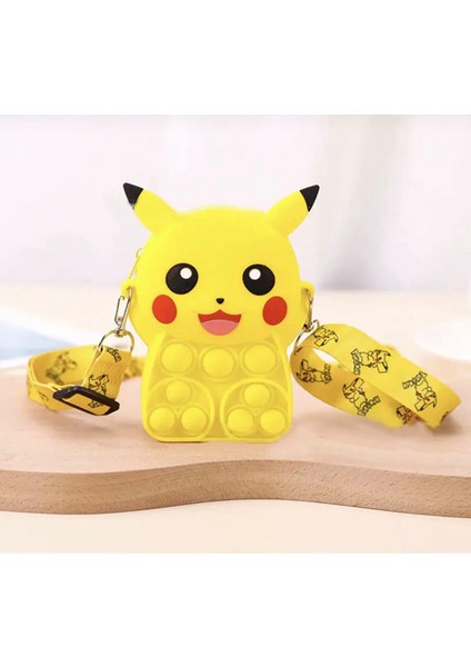 Pokemon Pikachu Kore Tarzı Popit Yan Omuz Askılı Çocuk Silikon Kız Çanta Cüzdan Ayarlanabilir