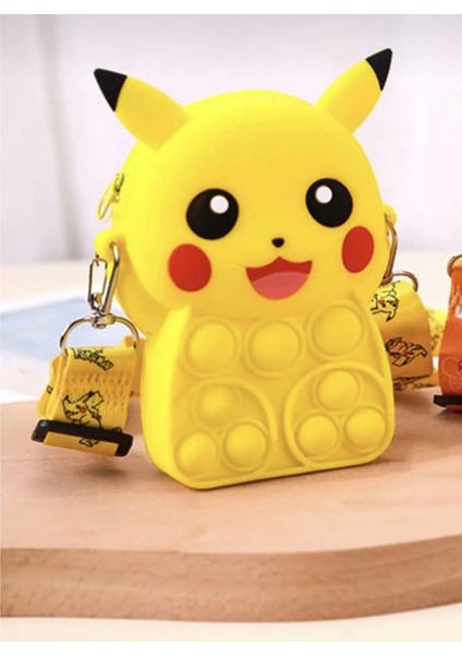 Pokemon Pikachu Kore Tarzı Popit Yan Omuz Askılı Çocuk Silikon Kız Çanta Cüzdan Ayarlanabilir