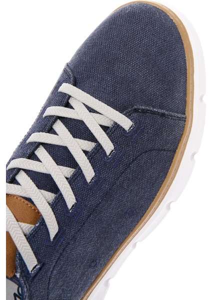 Erkek Lacivert Bağcıklı Kalın Tabanlı Kumaş Sneaker
