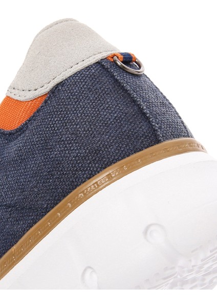 Erkek Lacivert Bağcıklı Kalın Tabanlı Kumaş Sneaker