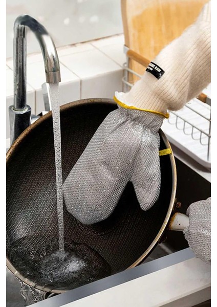 Bulaşık Eldiveni Telli, Temizlilk Eldiveni, Su Geçirmez Eldiven 2 Adet