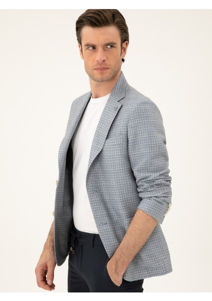 Erkek Siyah Slim Fit Keten Karışımlı Ceket 50294201-VR036 modelleri