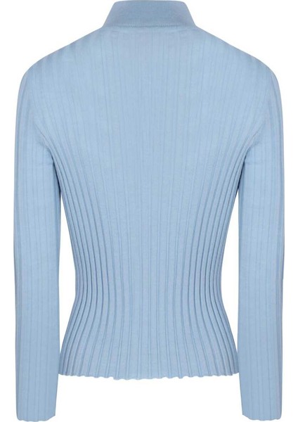 Açık Mavi Yarım Boğazlı Kadın Kazak fırsatları