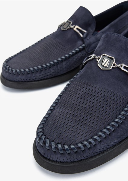 Ester Erkek Lacivert Nubuk Deri Loafer Ayakkabı 1008 3317 Erk Ayk Y24 modelleri