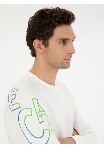 Erkek Beyaz Regular Fit Sweatshirt 50284566-VR013 fiyatları