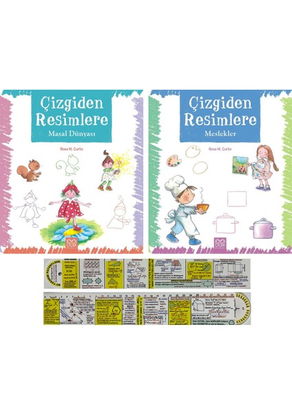 Çizgiden Resimlere Masal Dünyası - Çizgiden Resimlere Meslekler 2 Kitap Set - Cetvel