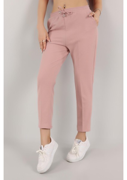 Kadın Beli Lastikli Cepli Havuç Kalıp Pantolon