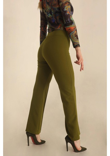 Kadın Çimalı Ispanyol Paça Yüksek Bel Pantolon fırsatları