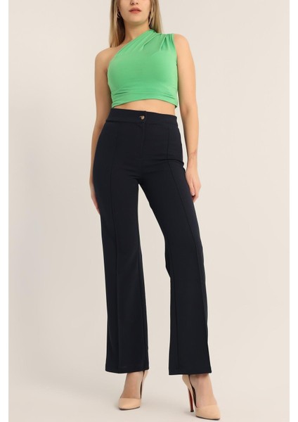 Kadın Çimalı Ispanyol Paça Yüksek Bel Pantolon