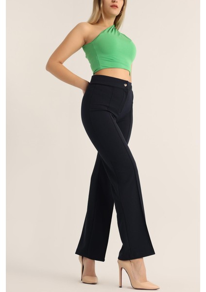 Kadın Çimalı Ispanyol Paça Yüksek Bel Pantolon fiyatları