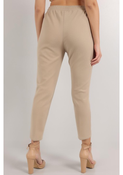 Kadın Beli Lastikli Cepli Havuç Kalıp Pantolon modelleri