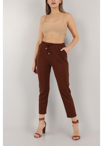 Kadın Beli Lastikli Cepli Havuç Kalıp Pantolon modelleri