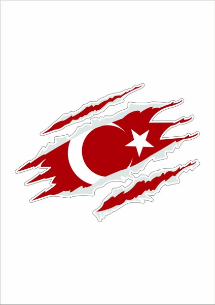 Yırtıklı Türk Bayrağı Pençe Sticker 00034