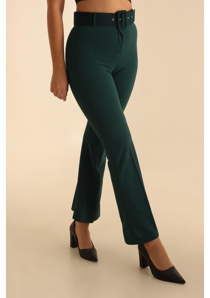Kadın Kemerli Ispanyol Paça Yüksek Bel Pantolon fiyatları