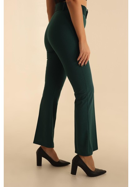 Kadın Kemerli Ispanyol Paça Yüksek Bel Pantolon fırsatları