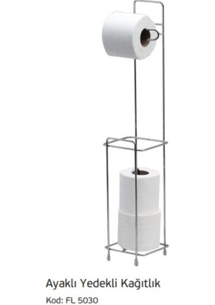 Alz Ayaklı Yedekli Wc Set Kağıtlık Krom