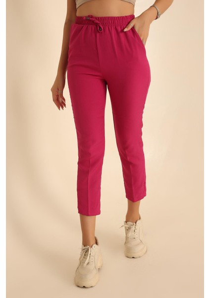 Kadın Beli Lastikli Cepli Havuç Kalıp Pantolon modelleri