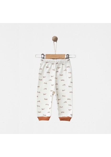 Happy Smile Bear Yazılı ve Ayıcık Desenli % 100 Pamuklu Unisex 3’lü Bilekli Bebek Pantolon indirimleri