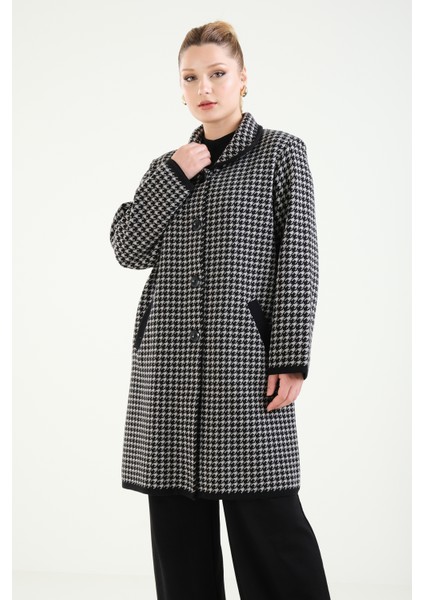 Kadın Çift Cepli Desenli Anne Hırkası Bej