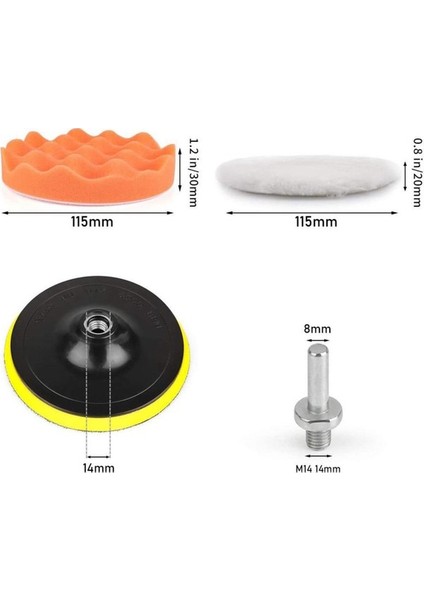 Pasta Cila Polisaj Süngeri Pedi Seti 115 mm Otomotiv Parlatıcı 11 Parça