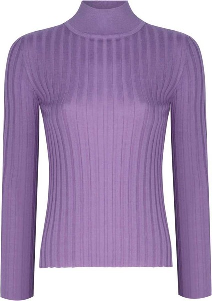 Lila Yarım Boğazlı Kadın Kazak modelleri