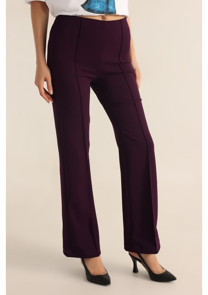 Kadın Çimalı Likralı Yüksek Bel Ispanyol Paça Pantolon modelleri