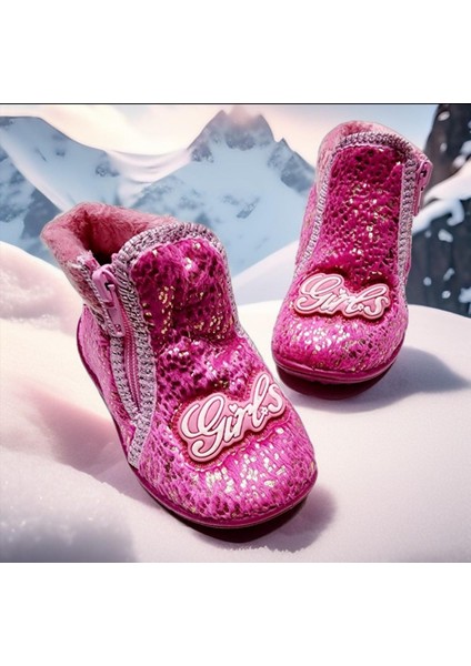 Çocuk Günlük Kaymaz Taban Fermuarlı Girls Panduf modelleri