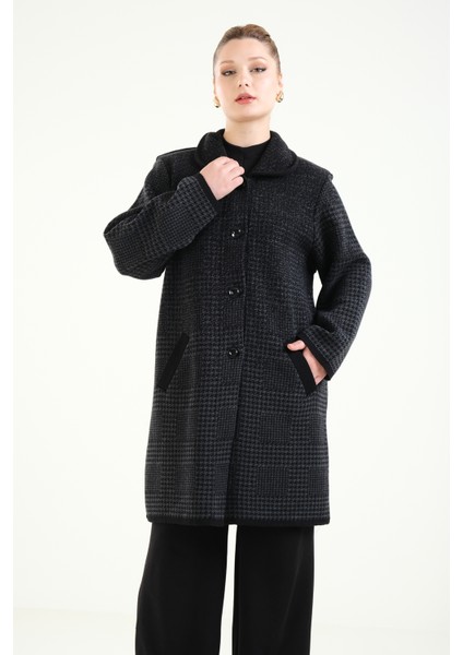 Kadın Çift Cepli Desenli Anne Hırkası Antrasit indirimleri