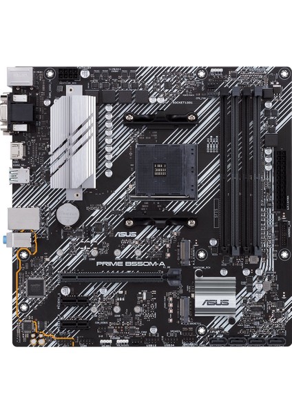 Prıme B550M-A Amd B550 Am4 Ddr4 4400 HDMI DVI VGA Çift M2 Usb3.2 Argb Matx Pcıe 4.0 Ecc Ram Des