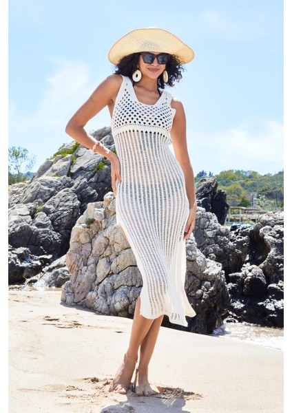 Ajurlu Triko Plaj Elbise 27145 modelleri