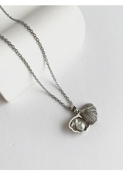 Incili Istiridye Çelik Kolye - Silver modelleri