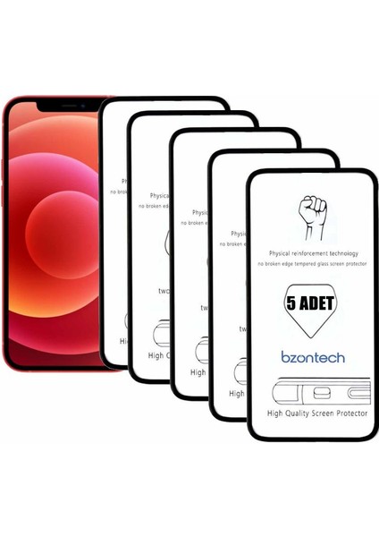 Apple iPhone 12 Mini 5.4 ile Uyumlu Ekran Koruyucu Tam Kaplayan 5li Set