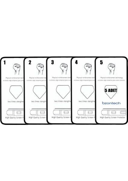 Apple iPhone 12 Mini 5.4 ile Uyumlu Ekran Koruyucu Tam Kaplayan 5li Set