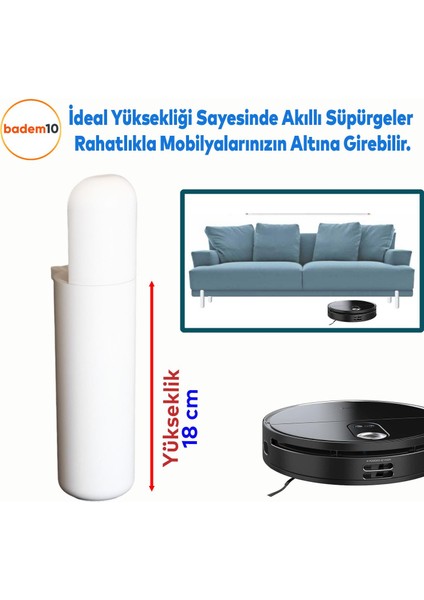 Kapsül Bohem Mobilya Yükseltici Sehpa Kanepe Tv Ünitesi Koltuk Ayağı Baza Ayakları Mat Beyaz 18 Cm