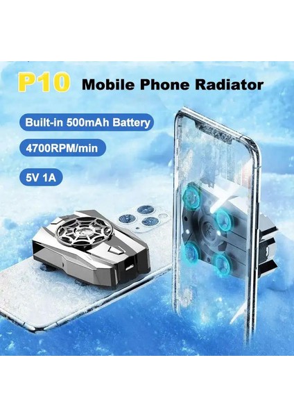 P10 Şarj Edilebilir Cep Telefonu Radyatör DC5V 1A Hava Soğutmalı Arka-Klip Oyunu Soğutucu Abs Ios Android Için Soğutma Fanı Isı Emici Pubg