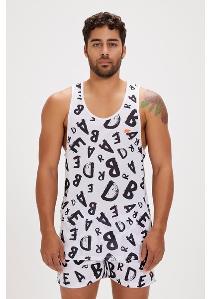 Bling Beyaz Erkek Atlet