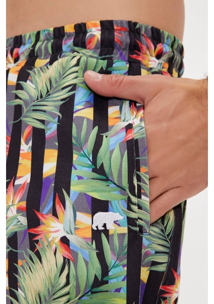 Bloom Siyah Baskılı Erkek Şort modelleri