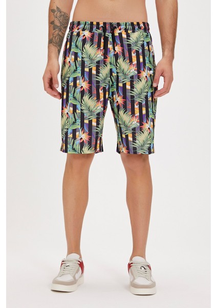 Bloom Siyah Baskılı Erkek Şort fırsatları