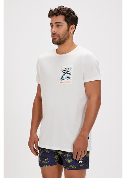 Francis Beyaz Baskılı Erkek Tişört modelleri