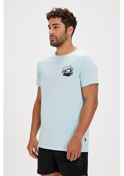 Dustin Sky Blue Baskılı Erkek Tişört modelleri