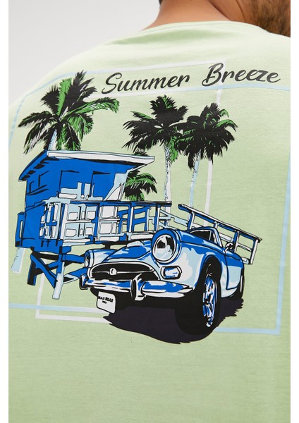 Dustin Yeşil Baskılı Erkek Tişört modelleri