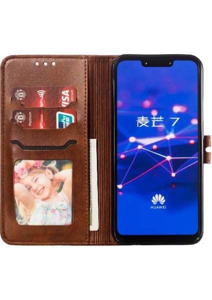 Huawei Mate 20 Lite Için Cüzdan Durumda Kickstand Manyetik Kapatma Kabartmalı (Yurt Dışından)