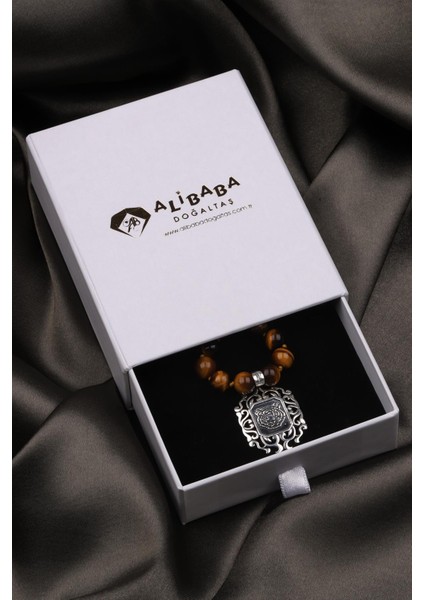 Kaplan Gözü Doğal Taş Özel Tasarım 925 Ayar Gümüş Kolye modelleri